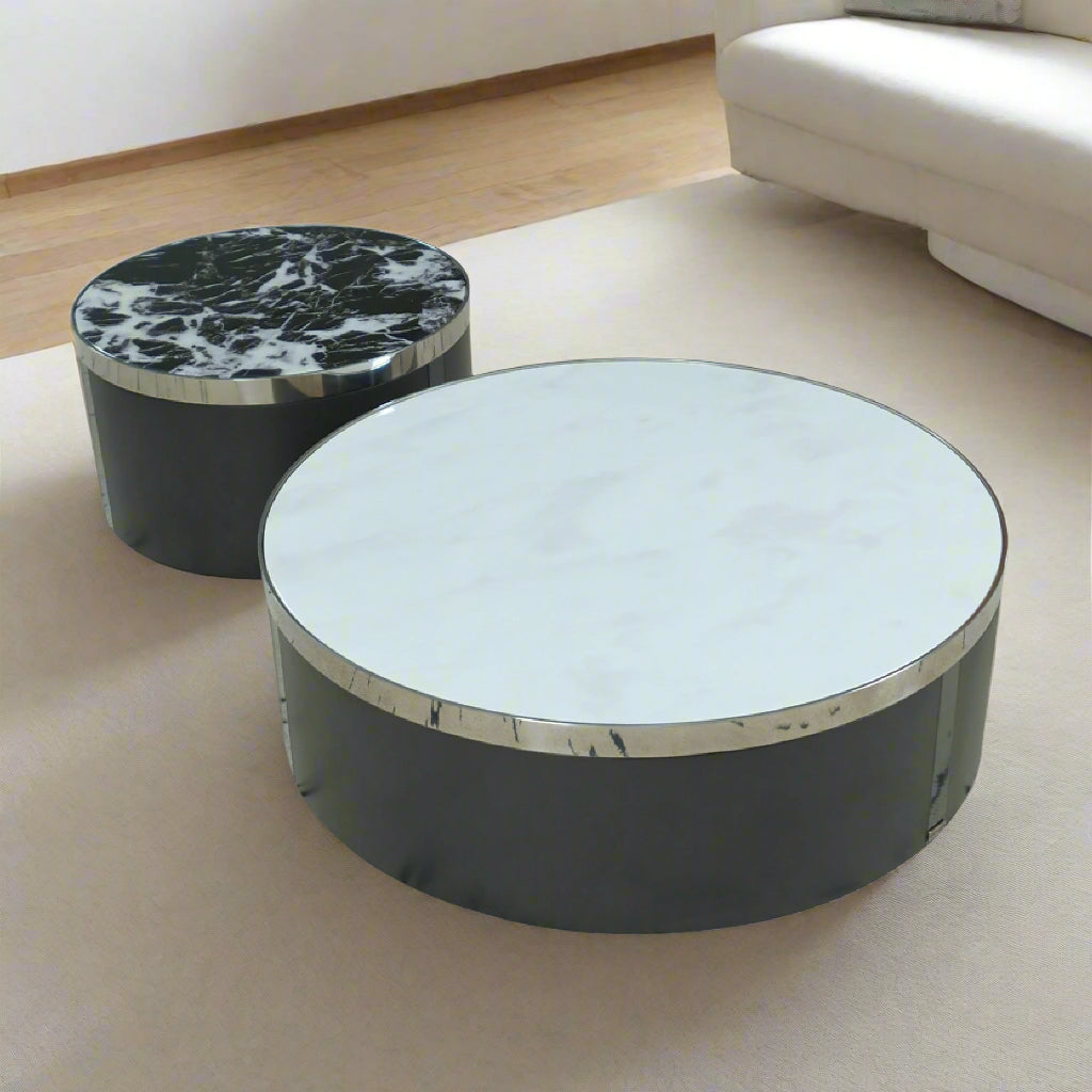 Noir & Blanc Marble Veneer Tabletop