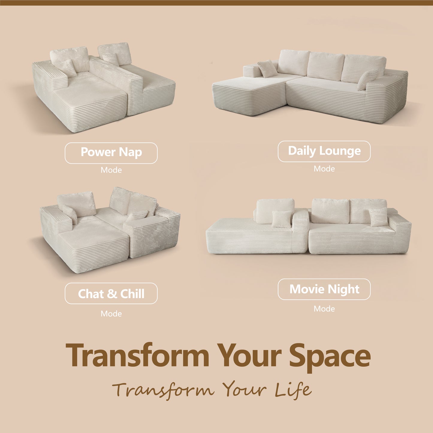Multi-Functional Sofa, Sleeper Sofa Couch, Cloud Sofa, Cloud-Like Comfort, Portable Compression Design, L Shape Sectional