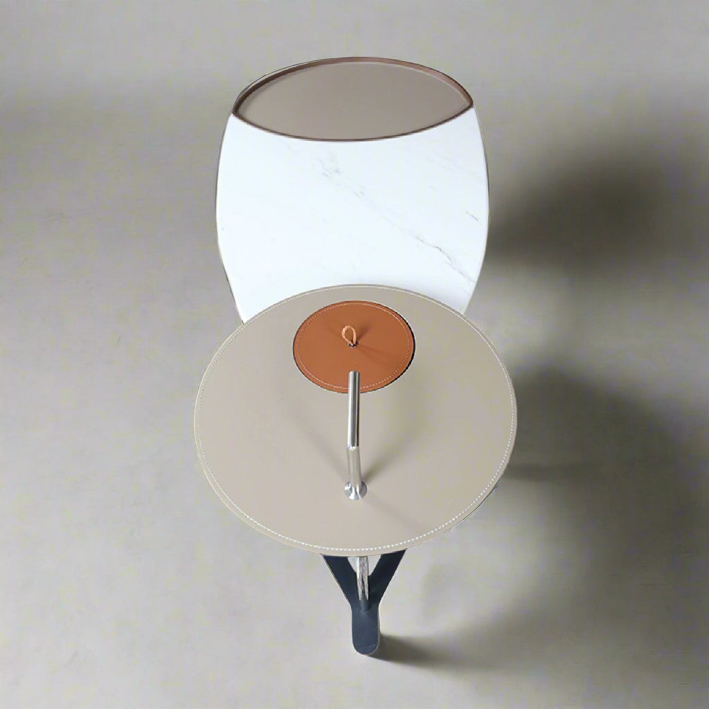 Saddle Leather & Marble Veneer Table