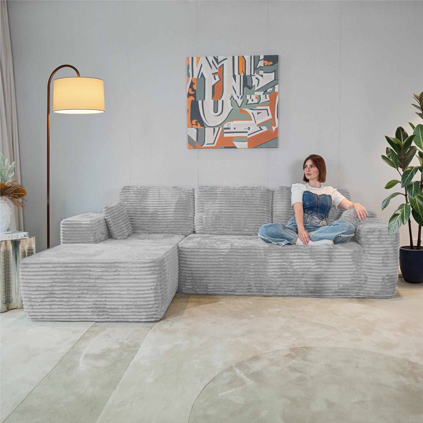 Multi-Functional Sofa, Sleeper Sofa Couch, Cloud Sofa, Cloud-Like Comfort, Portable Compression Design, L Shape Sectional