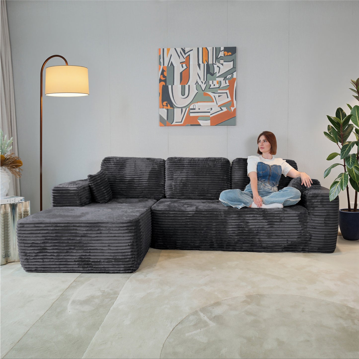 Multi-Functional Sofa, Sleeper Sofa Couch, Cloud Sofa, Cloud-Like Comfort, Portable Compression Design, L Shape Sectional