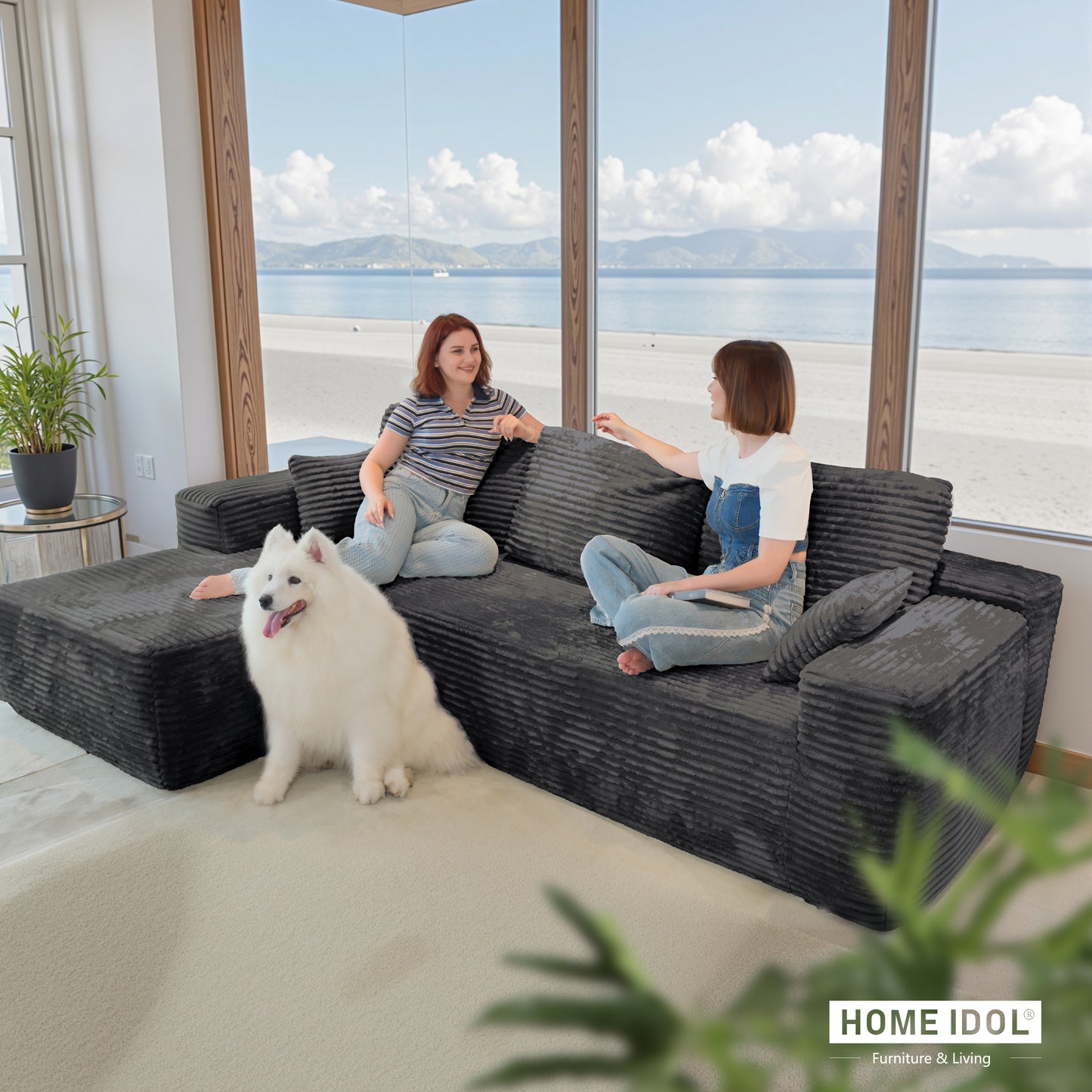 Multi-Functional Sofa, Sleeper Sofa Couch, Cloud Sofa, Cloud-Like Comfort, Portable Compression Design, L Shape Sectional