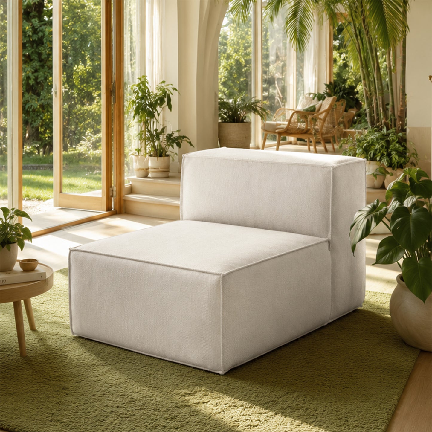 Flexicube Modular Sectional Single sofa Beige White