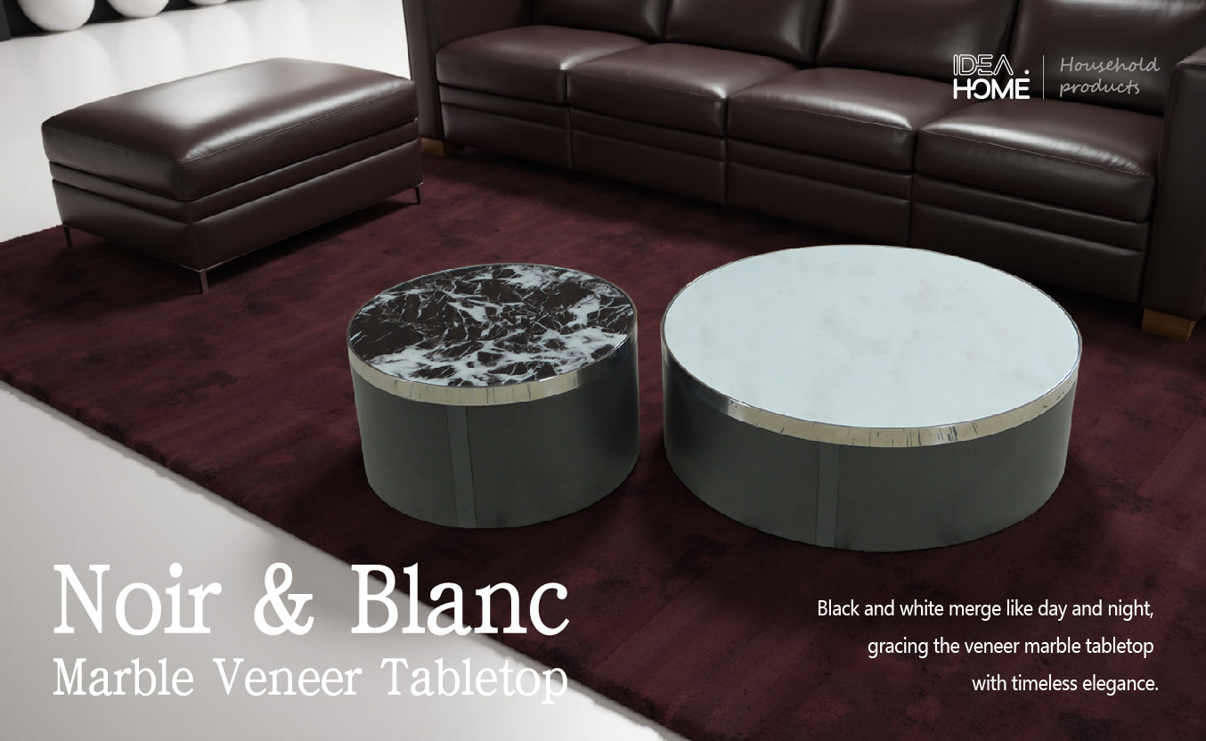 Noir & Blanc Marble Veneer Tabletop