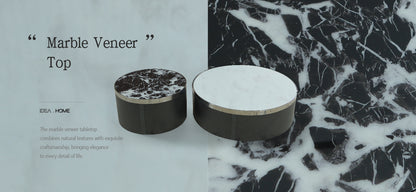 Noir & Blanc Marble Veneer Tabletop