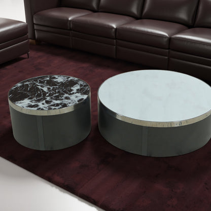 Noir & Blanc Marble Veneer Tabletop