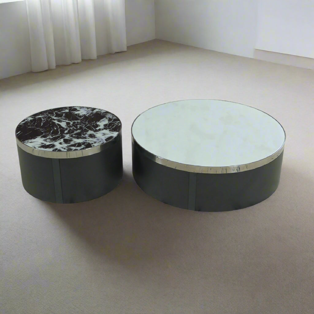 Noir & Blanc Marble Veneer Tabletop