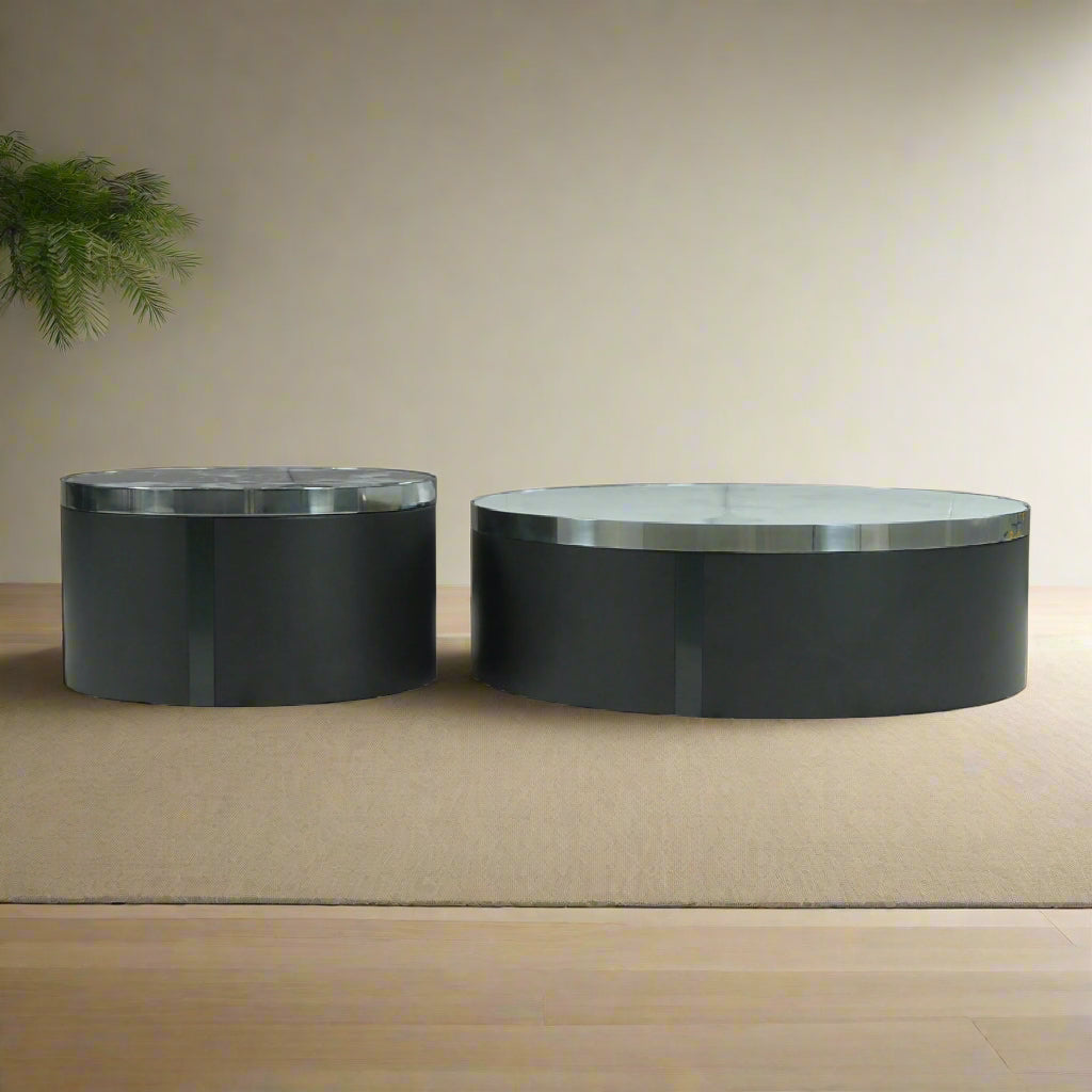 Noir & Blanc Marble Veneer Tabletop