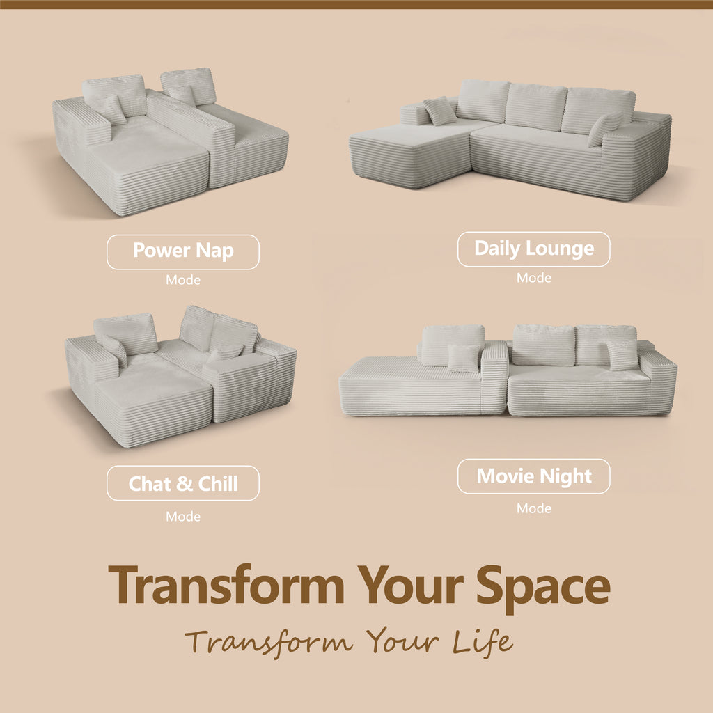 Multi-Functional Sofa, Sleeper Sofa Couch, Cloud Sofa, Cloud-Like Comfort, Portable Compression Design, L Shape Sectional