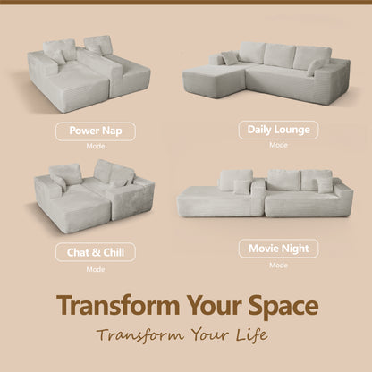 Multi-Functional Sofa, Sleeper Sofa Couch, Cloud Sofa, Cloud-Like Comfort, Portable Compression Design, L Shape Sectional