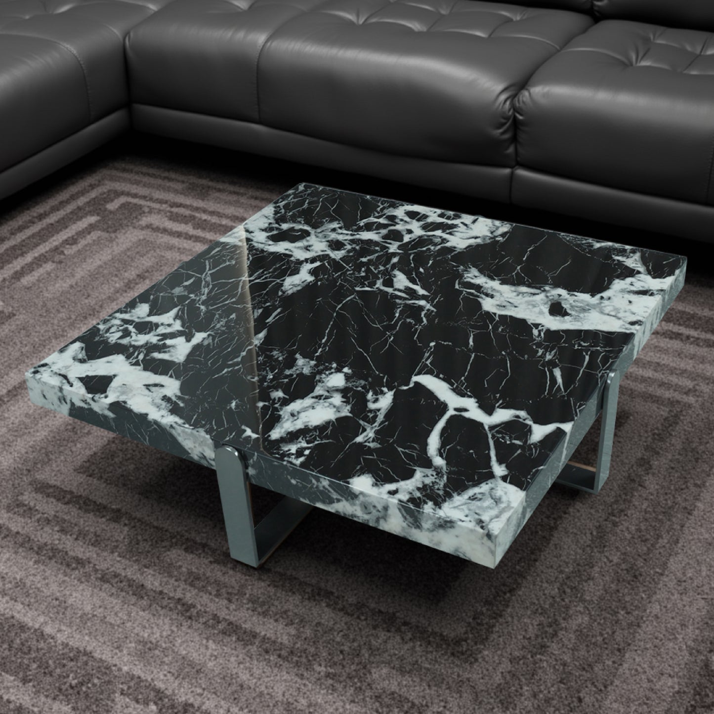 Ink Noir Square Marble Veneer