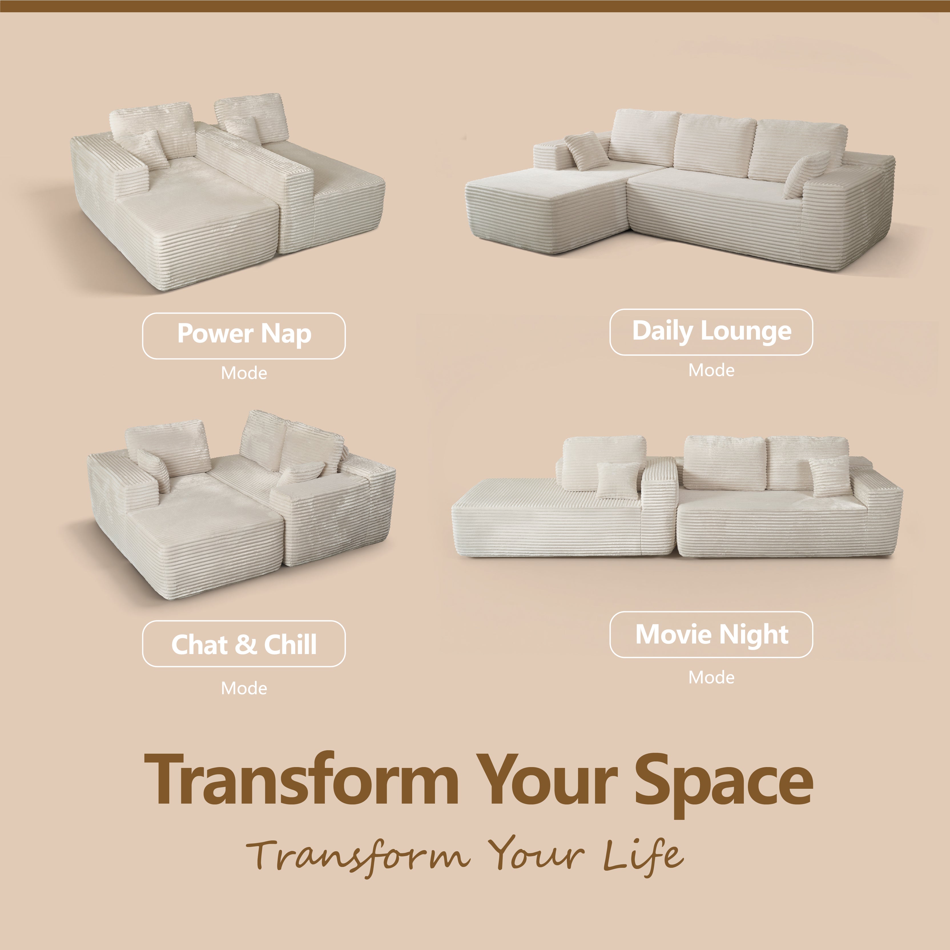Multi-Functional Sofa, Sleeper Sofa Couch, Cloud Sofa, Cloud-Like Comfort, Portable Compression Design, L Shape Sectional