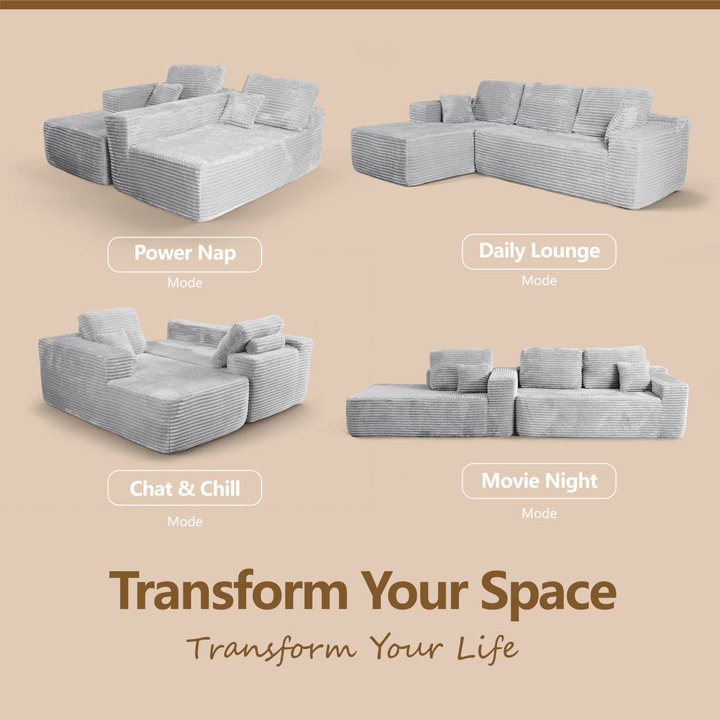 Multi-Functional Sofa, Sleeper Sofa Couch, Cloud Sofa, Cloud-Like Comfort, Portable Compression Design, L Shape Sectional