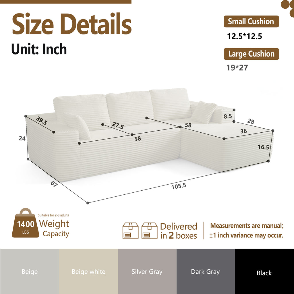 Multi-Functional Sofa, Sleeper Sofa Couch, Cloud Sofa, Cloud-Like Comfort, Portable Compression Design, L Shape Sectional