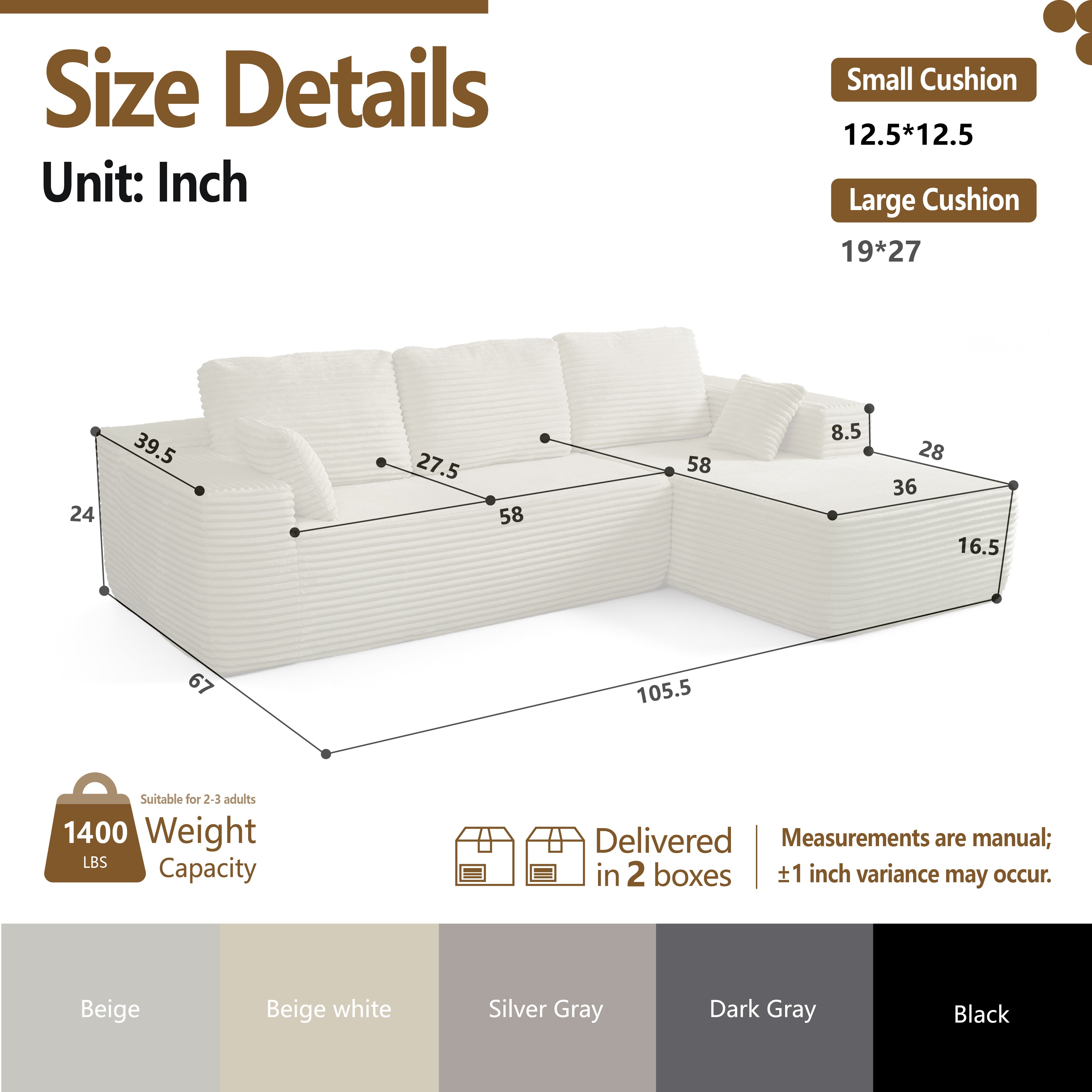 Multi-Functional Sofa, Sleeper Sofa Couch, Cloud Sofa, Cloud-Like Comfort, Portable Compression Design, L Shape Sectional