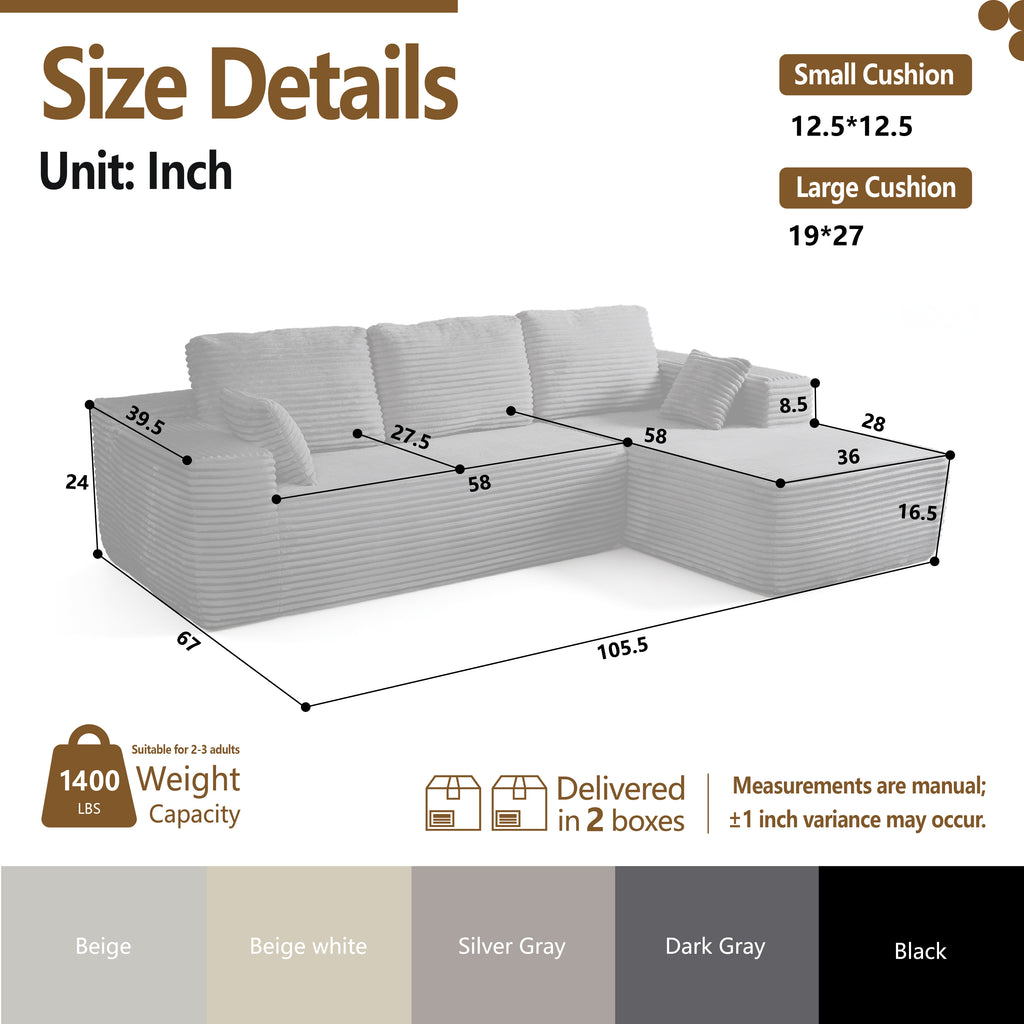 Multi-Functional Sofa, Sleeper Sofa Couch, Cloud Sofa, Cloud-Like Comfort, Portable Compression Design, L Shape Sectional