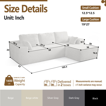 Multi-Functional Sofa, Sleeper Sofa Couch, Cloud Sofa, Cloud-Like Comfort, Portable Compression Design, L Shape Sectional