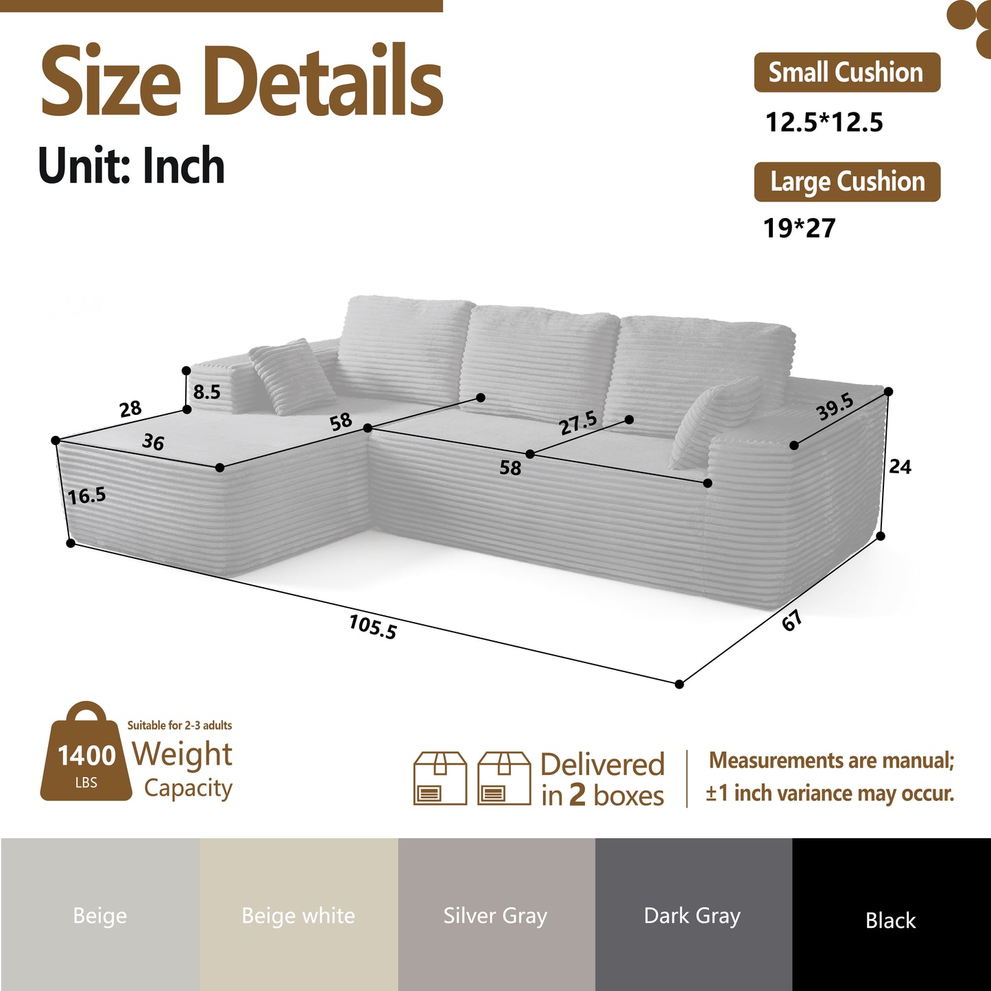 Multi-Functional Sofa, Sleeper Sofa Couch, Cloud Sofa, Cloud-Like Comfort, Portable Compression Design, L Shape Sectional