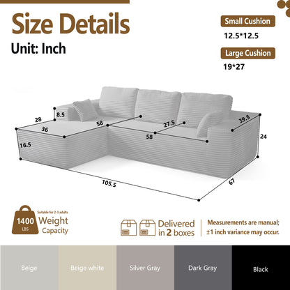 Multi-Functional Sofa, Sleeper Sofa Couch, Cloud Sofa, Cloud-Like Comfort, Portable Compression Design, L Shape Sectional