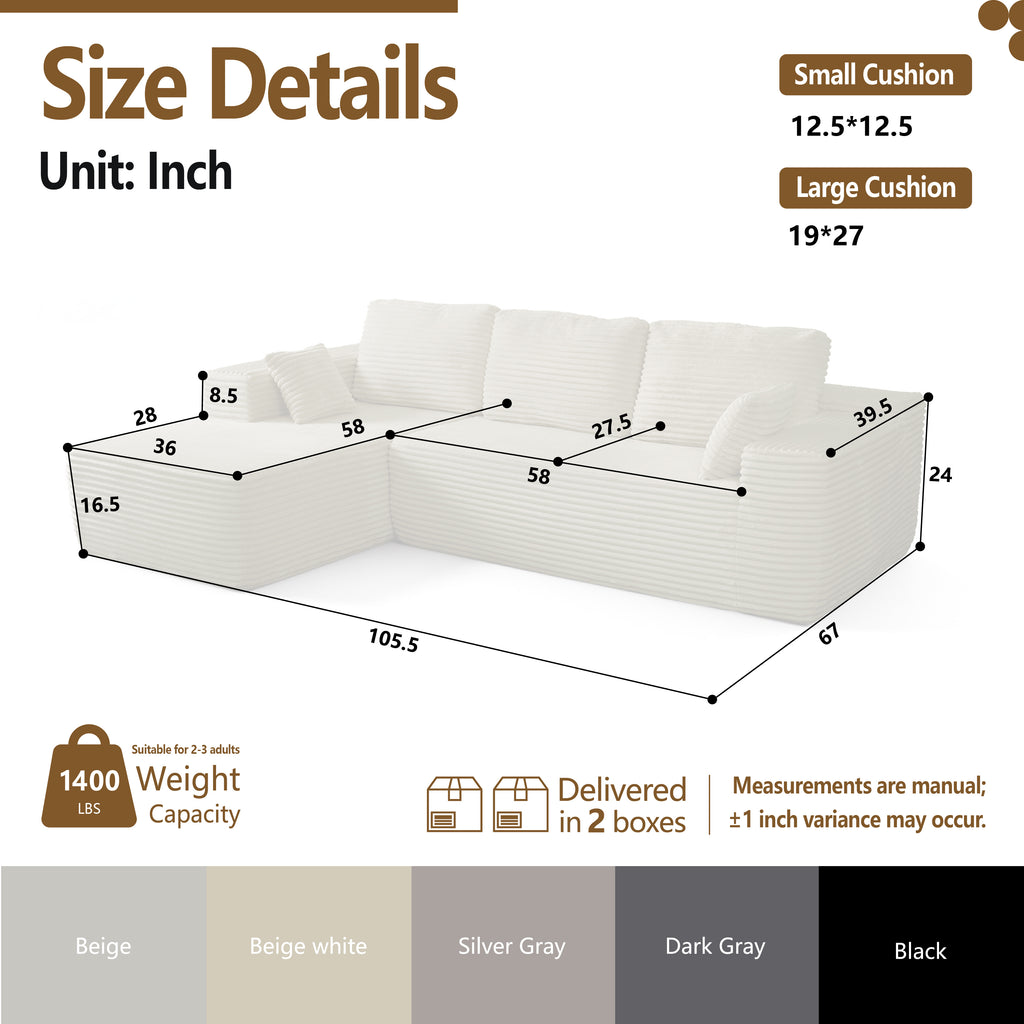 Multi-Functional Sofa, Sleeper Sofa Couch, Cloud Sofa, Cloud-Like Comfort, Portable Compression Design, L Shape Sectional