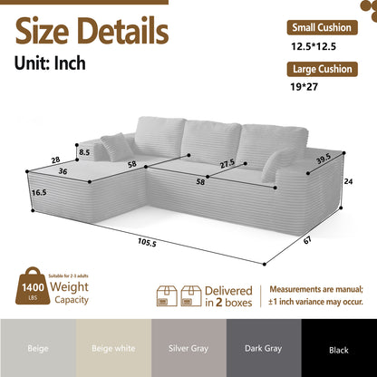 Multi-Functional Sofa, Sleeper Sofa Couch, Cloud Sofa, Cloud-Like Comfort, Portable Compression Design, L Shape Sectional