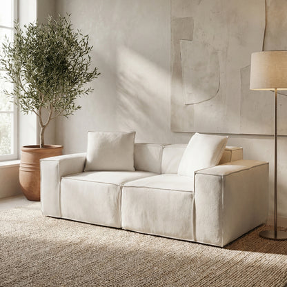 Flexicube Modular Sectional Loveseat Beige White