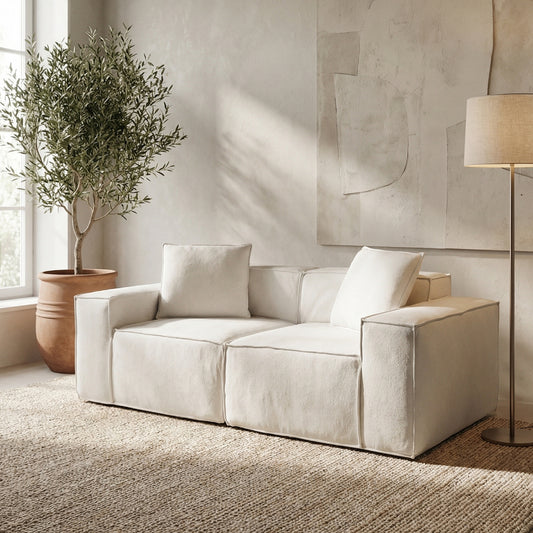 Flexicube Modular Sectional Loveseat Beige White