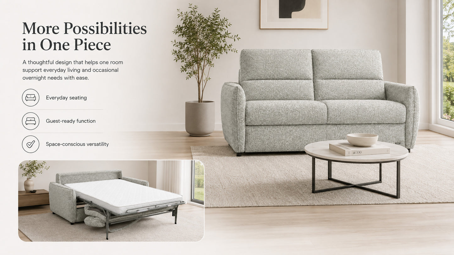 Pull Out Sofa Bed, 2-in-1 Convertible Double Bed, No Cushion Removal, Memory Foam, Queen Size, for Apartment