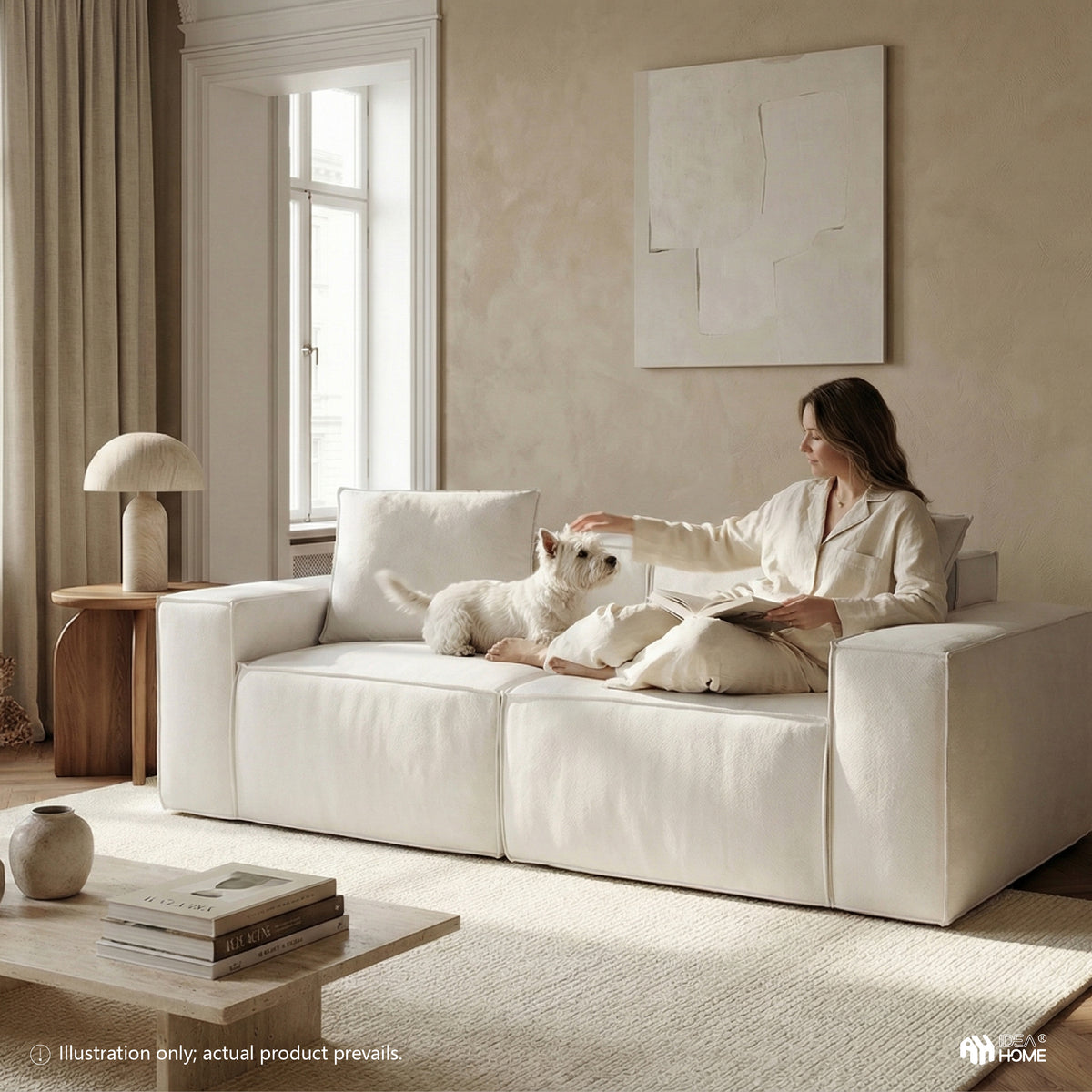 Flexicube Modular Sectional Loveseat Beige White
