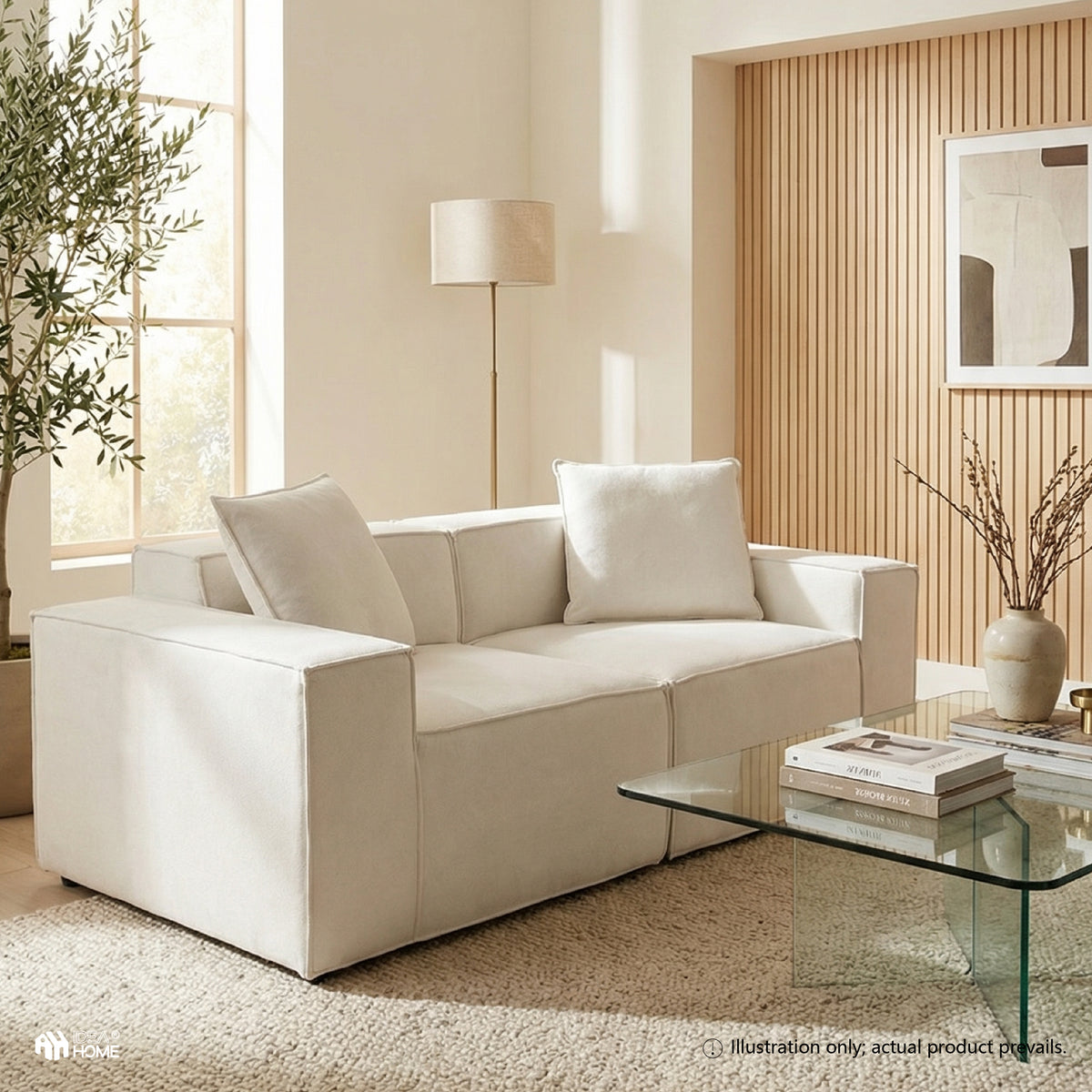 Flexicube Modular Sectional Loveseat Beige White