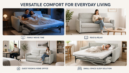 Pull Out Sofa Bed, 2-in-1 Convertible Double Bed, No Cushion Removal, Memory Foam, Queen Size, for Apartment