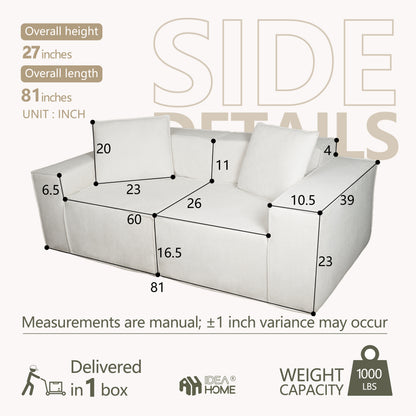 Flexicube Modular Sectional Loveseat Beige White
