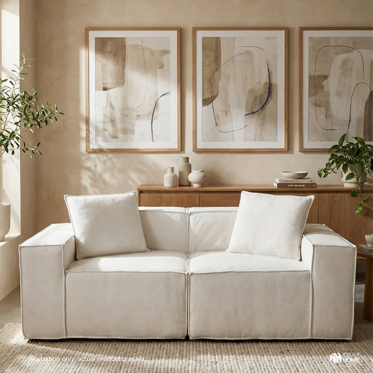 Flexicube Modular Sectional Loveseat Beige White
