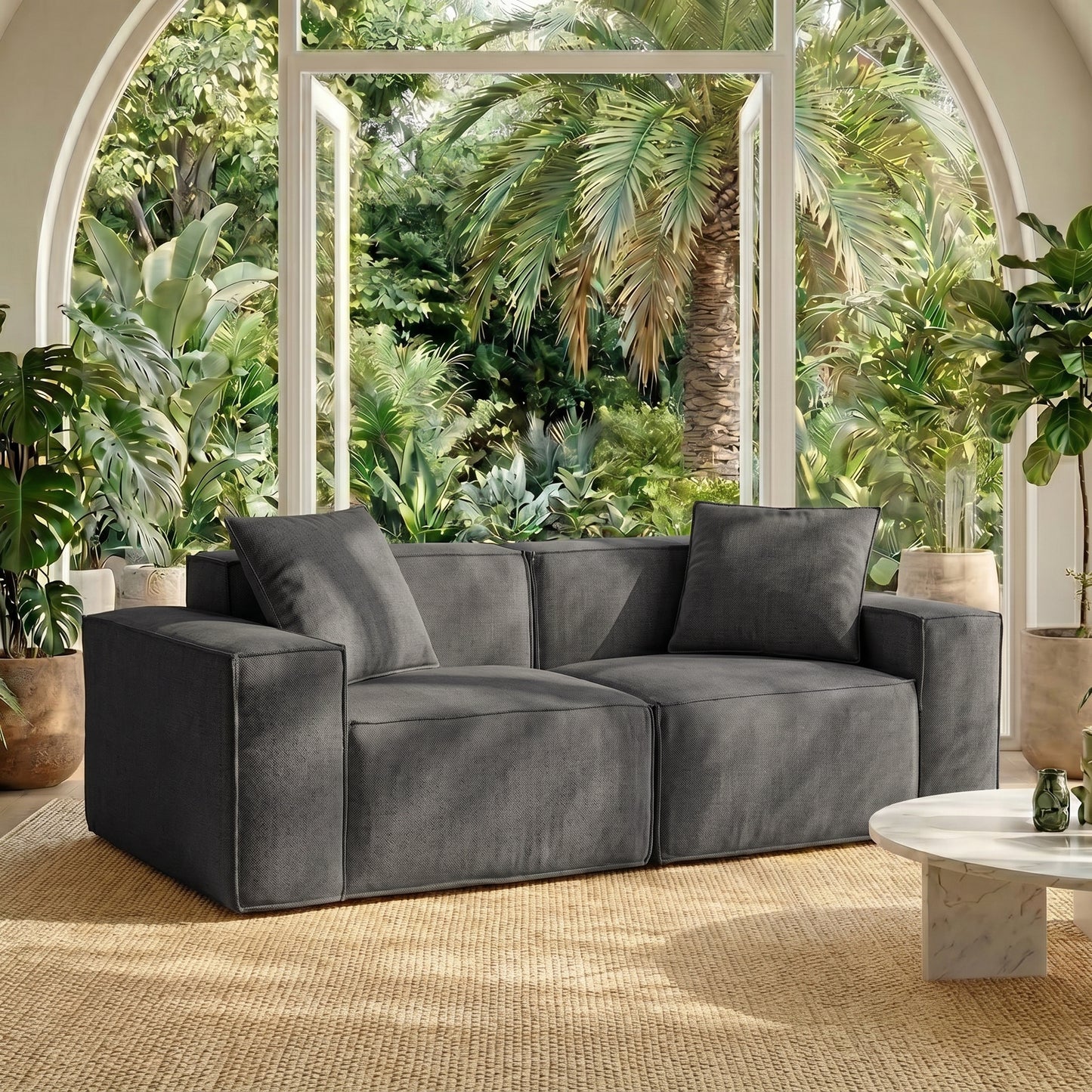 Flexicube Modular Sectional Loveseat Dark Grey