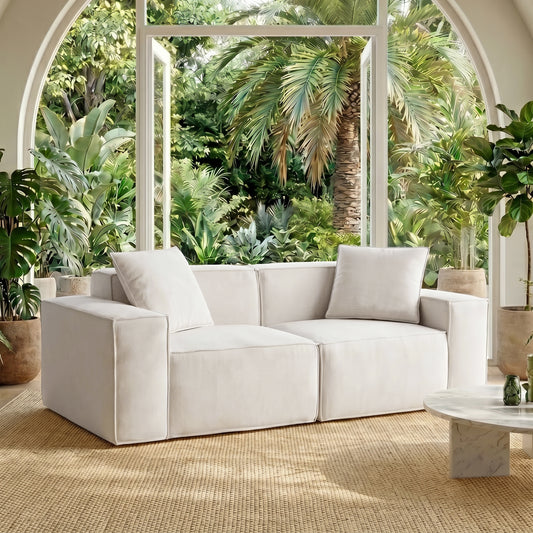 Flexicube Modular Sectional Loveseat Beige White