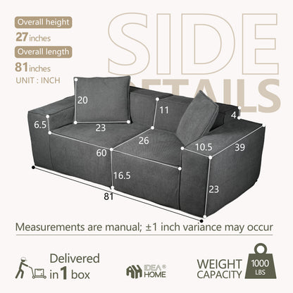 Flexicube Modular Sectional Loveseat Dark Grey