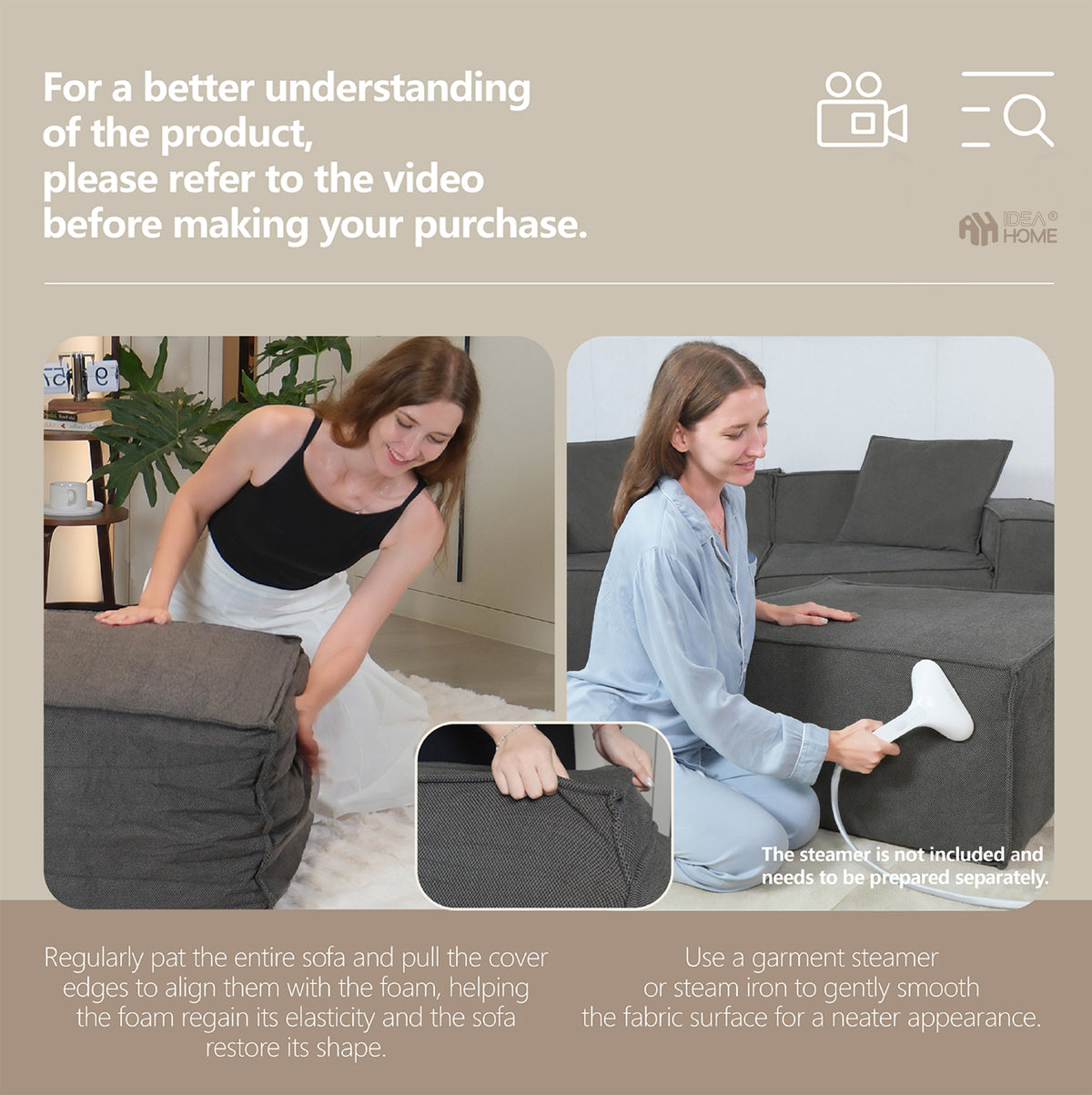 Flexicube Modular Sectional Loveseat Dark Grey