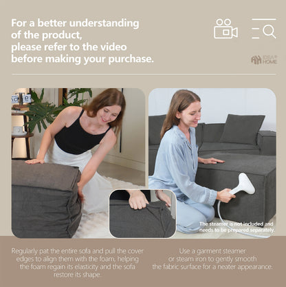 Flexicube Modular Sectional Loveseat Dark Grey