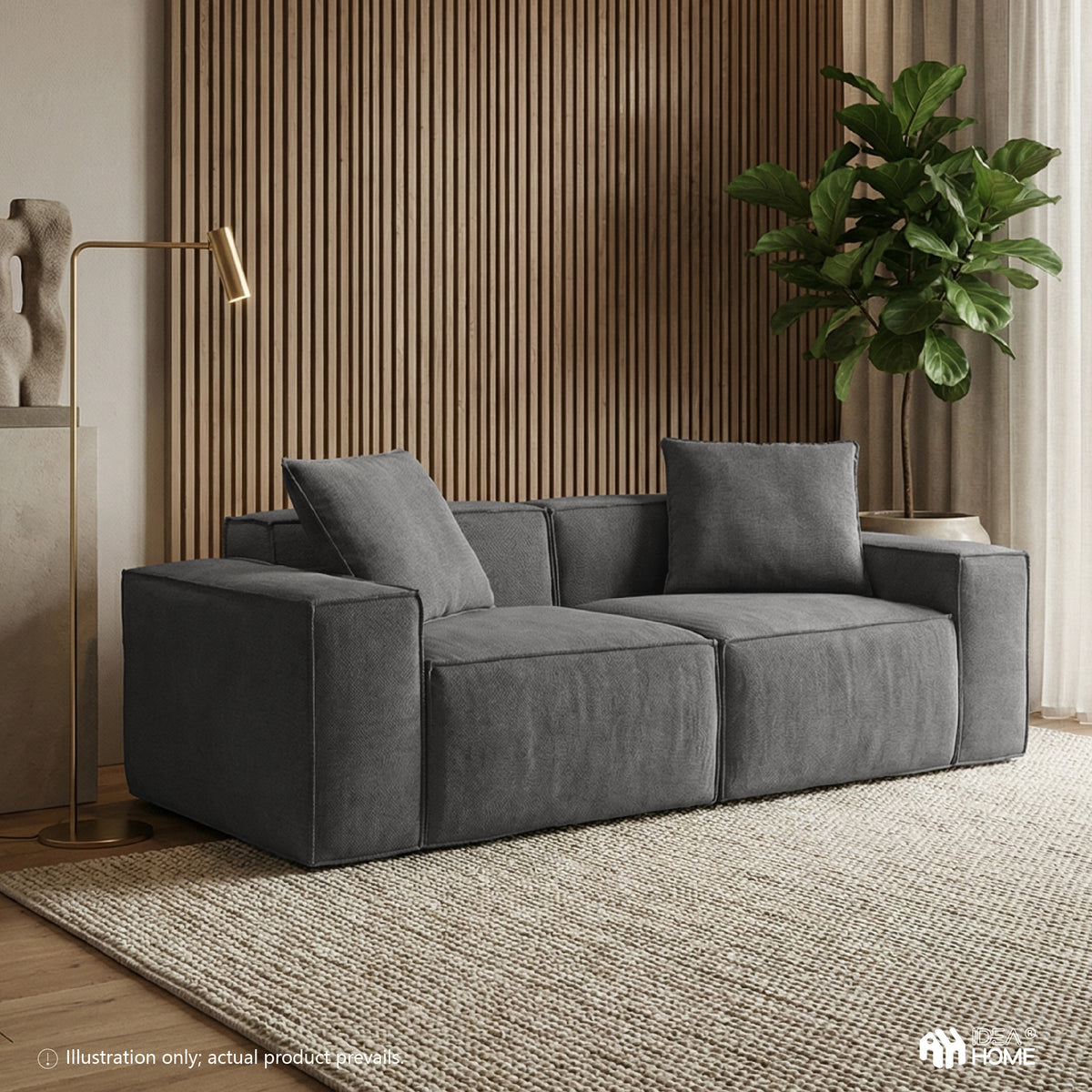 Flexicube Modular Sectional Loveseat Dark Grey