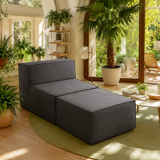Flexicube Modular Sectional Single sofa with Ottoman Dark Grey