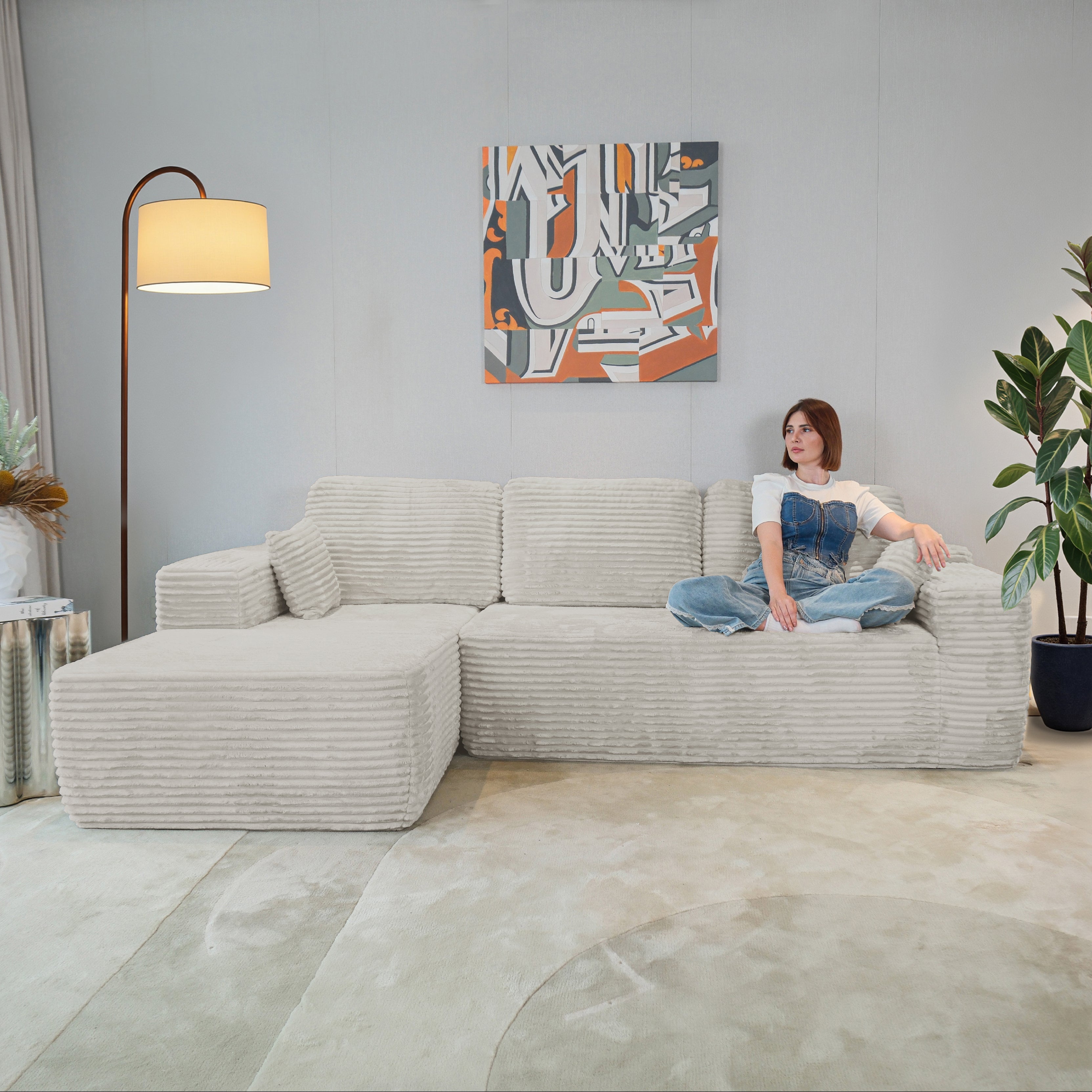 Multi-Functional Sofa, Sleeper Sofa Couch, Cloud Sofa, Cloud-Like Comfort, Portable Compression Design, L Shape Sectional