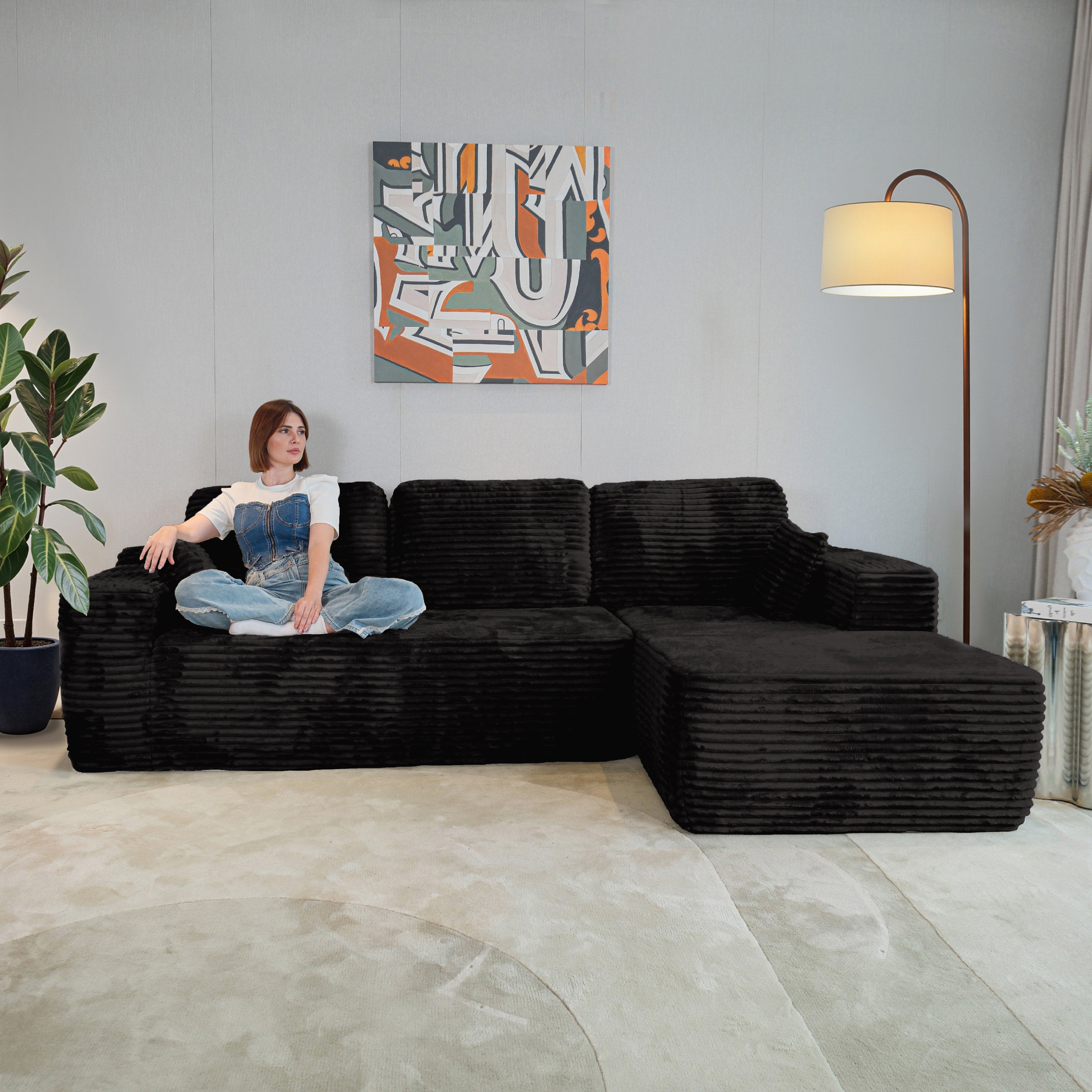 Multi-Functional Sofa, Sleeper Sofa Couch, Cloud Sofa, Cloud-Like Comfort, Portable Compression Design, L Shape Sectional