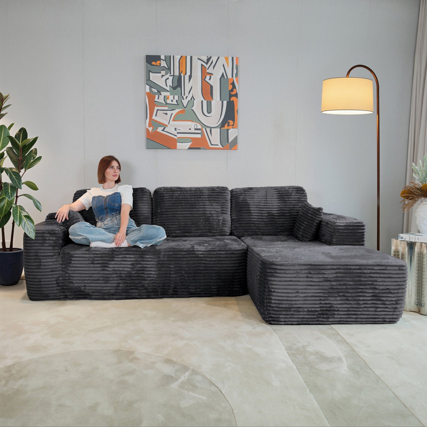 Multi-Functional Sofa, Sleeper Sofa Couch, Cloud Sofa, Cloud-Like Comfort, Portable Compression Design, L Shape Sectional