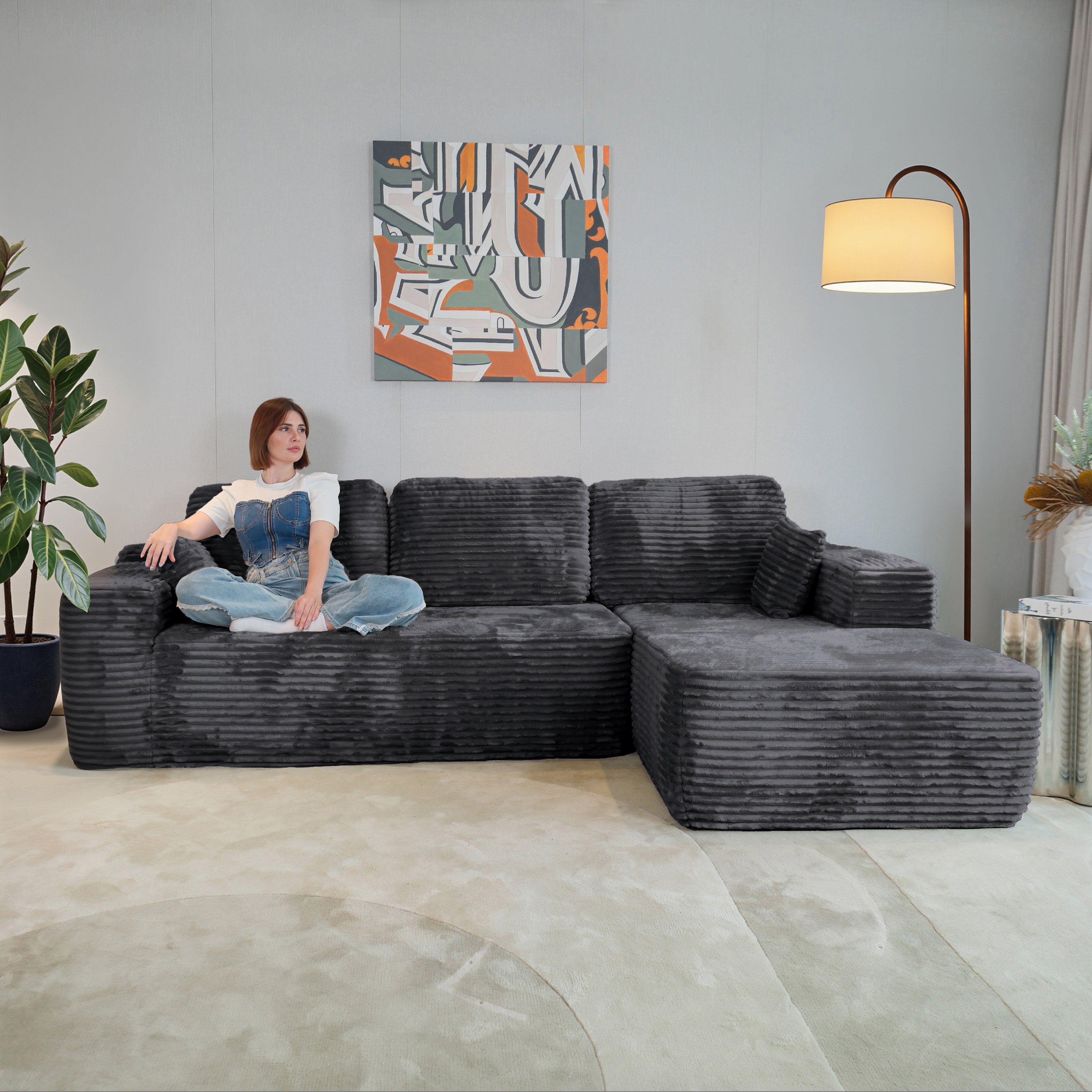 Multi-Functional Sofa, Sleeper Sofa Couch, Cloud Sofa, Cloud-Like Comfort, Portable Compression Design, L Shape Sectional