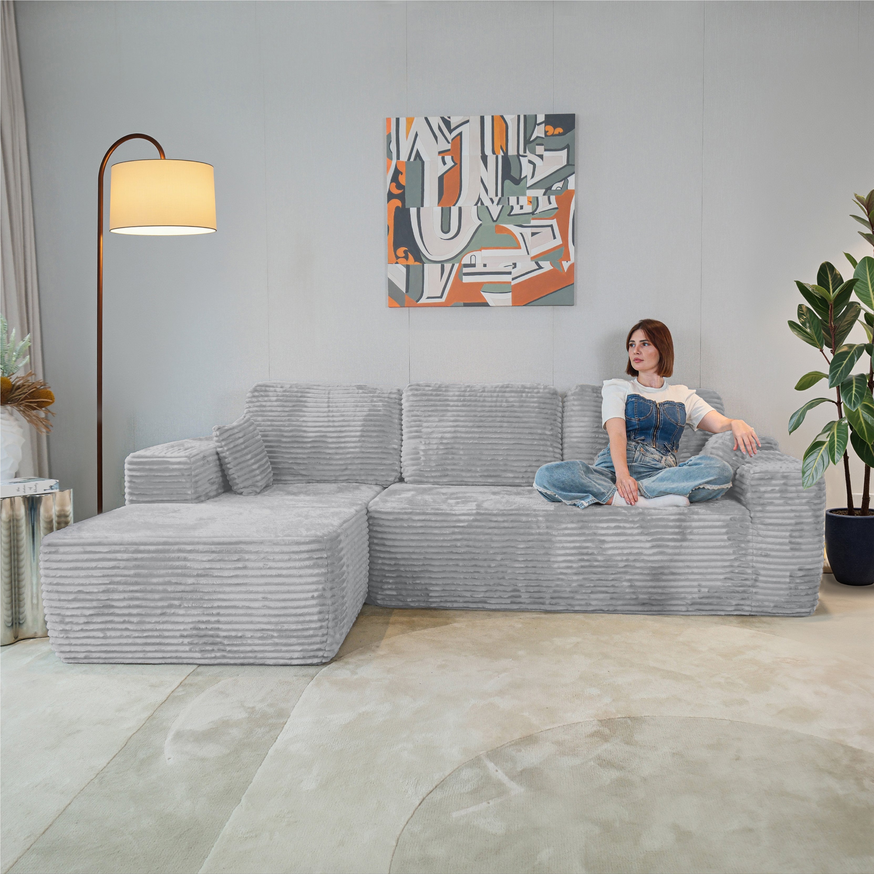 Multi-Functional Sofa, Sleeper Sofa Couch, Cloud Sofa, Cloud-Like Comfort, Portable Compression Design, L Shape Sectional