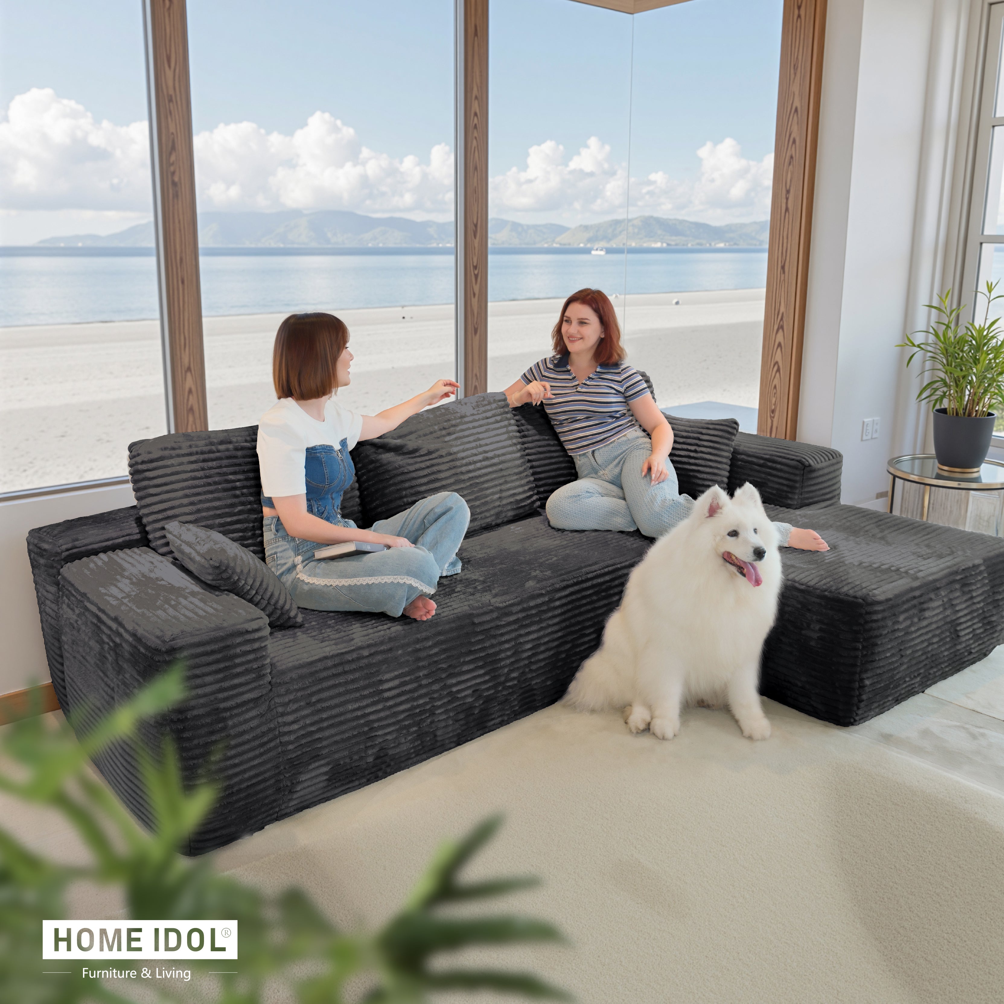 Multi-Functional Sofa, Sleeper Sofa Couch, Cloud Sofa, Cloud-Like Comfort, Portable Compression Design, L Shape Sectional