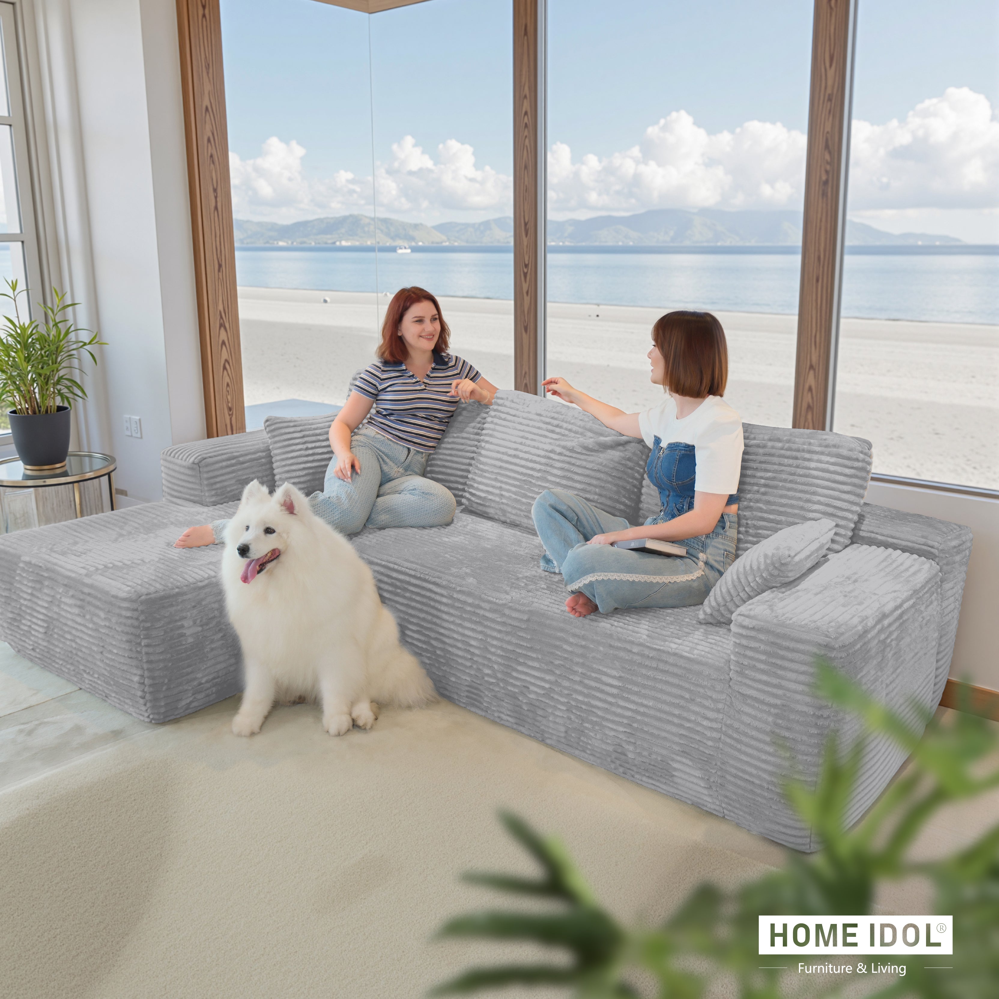 Multi-Functional Sofa, Sleeper Sofa Couch, Cloud Sofa, Cloud-Like Comfort, Portable Compression Design, L Shape Sectional