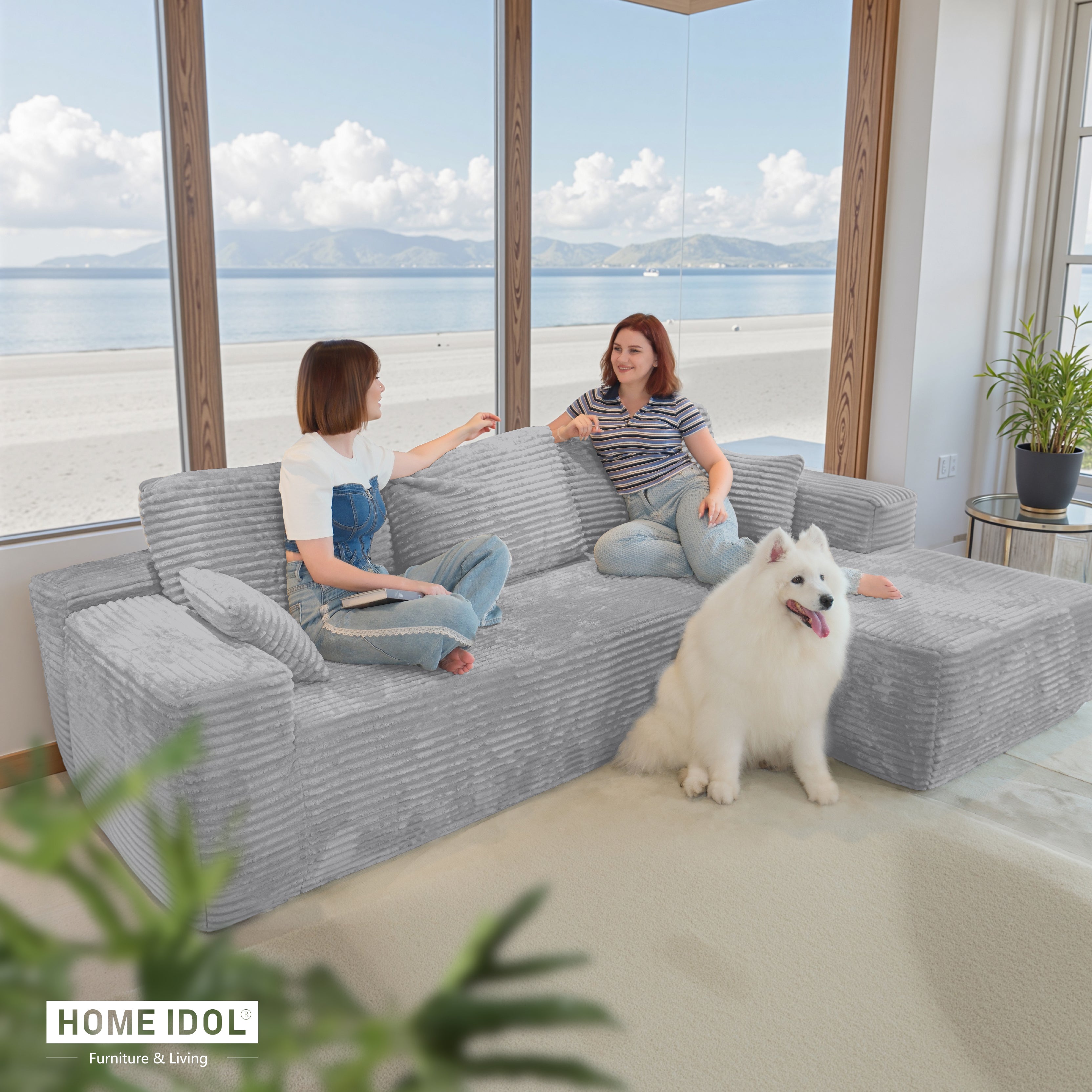 Multi-Functional Sofa, Sleeper Sofa Couch, Cloud Sofa, Cloud-Like Comfort, Portable Compression Design, L Shape Sectional