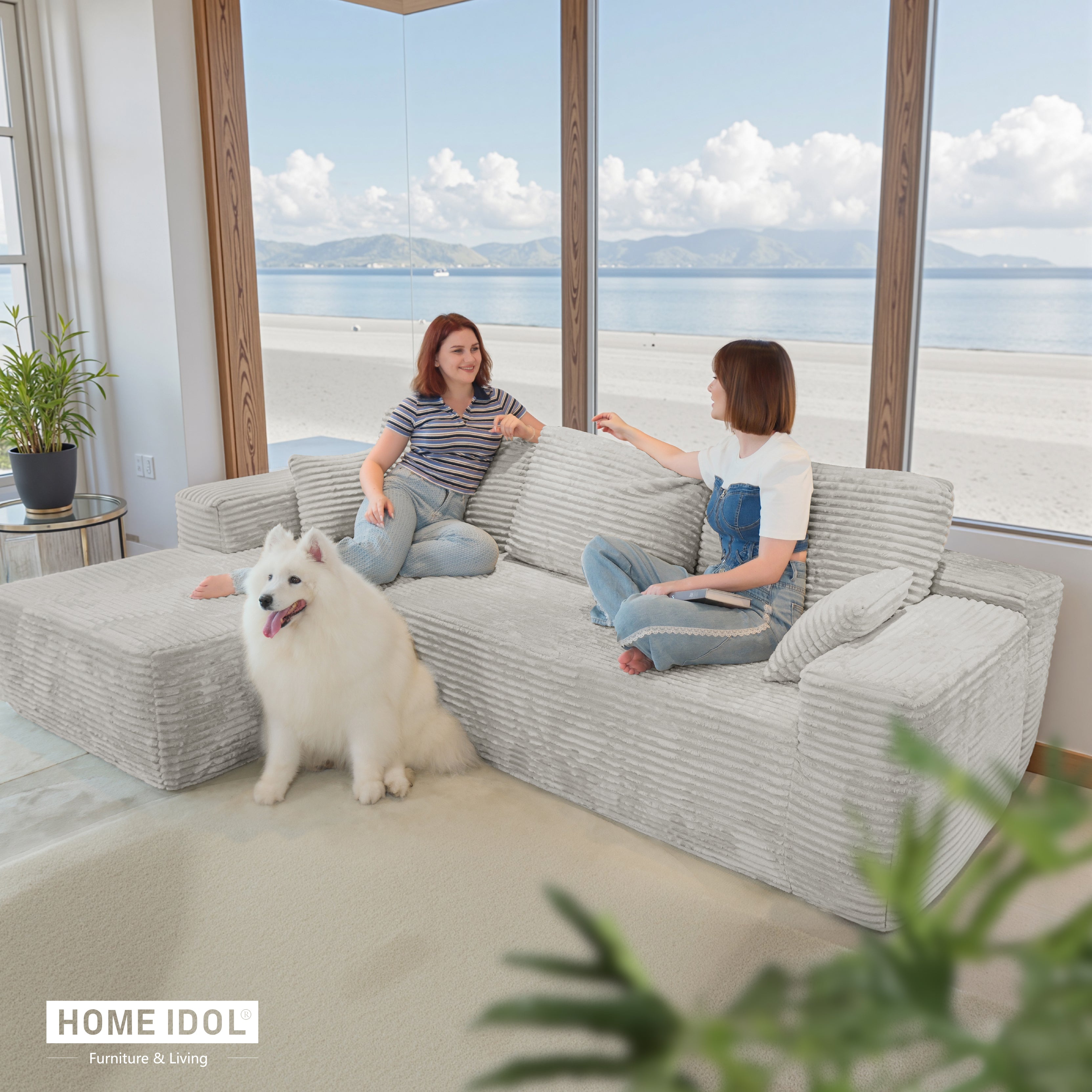 Multi-Functional Sofa, Sleeper Sofa Couch, Cloud Sofa, Cloud-Like Comfort, Portable Compression Design, L Shape Sectional