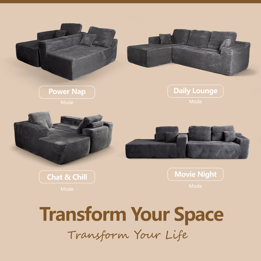 Multi-Functional Sofa, Sleeper Sofa Couch, Cloud Sofa, Cloud-Like Comfort, Portable Compression Design, L Shape Sectional